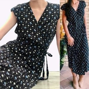 J. Crew Mercantile/Factory Black Wrap Midi Dress, Size Large